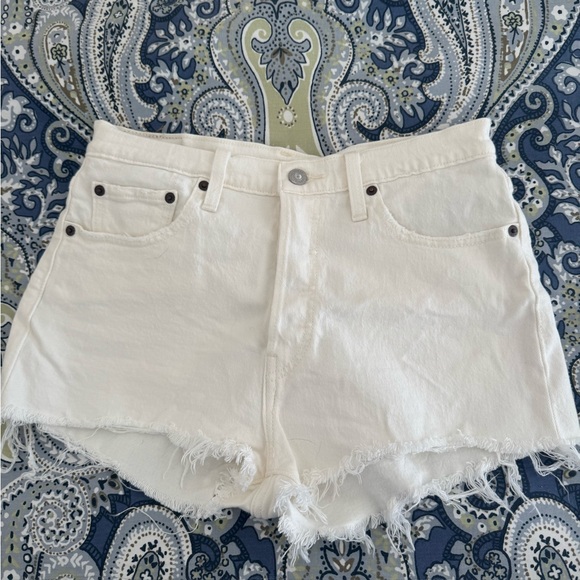 Levi's Pants - Women's White Denim Cutoff Shorts - Frayed Hem levi’s